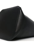 Smooth Calfski Large Woven Pebble Bucket Bag Black