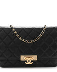 Lambskin Quilted Golden Class Wallet on Chain WOC Black