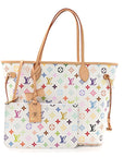 LV x TM Monogram Multicolor Neverfull MM White