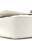 Caviar Quilted Medium Double Flap White