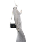 Shiny Calfskin Triomphe Margo Wallet on Chain Black