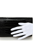 Shiny Alligator Monochrome Constance Long Wallet Black