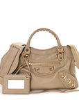 Chevre Gold Metallic Edge Hardware Mini City Beige Latte