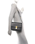 Goatskin Medium Classic Box Flap Bag Black