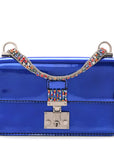 Metallic Patent Crystal D1ORaddict Flap Bag Blue