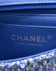 Tweed Quilted Mini Rectangular Flap Blue White