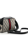 GG Supreme Monogram Textured Dollar Calfskin Web Mini Ophidia Shoulder Bag Beige Blue