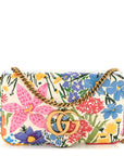 X KEN SCOTT Calfskin Matelasse Floral Print Super Mini GG Marmont Shoulder Bag Ivory Pink