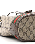 GG Supreme Monogram Web Small Ophidia Bucket Bag Brown