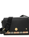 Grainy Calfskin Vintage Check Note Crossbody Bag Black