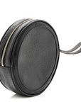 Textured Calfskin Web Ophidia Round Wrist Wallet Black