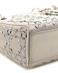 Satin Crystal Cannage Mini Lady D1OR Gray