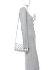 Metallic Lambskin Quilted Wallet On Chain WOC Silver