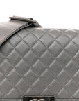 Metallic Lambskin Stingray Quilted Medium Boy Flap Silver