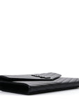 Grain De Poudre Matelasse Chevron Monogram Monochrome Envelope Clutch Black