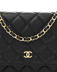 Lambskin Quilted Wallet On Chain WOC Black