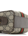 GG Supreme Monogram Textured Dollar Calfskin Web Super Mini Ophidia Top Handle Bowler Bag Beige Ebony New Acero