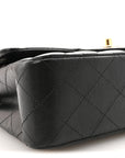 Lambskin Quilted Small Double Flap Black