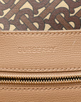 Calfskin TB Motif Embossed Medium Tote Camel