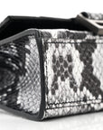 Shiny Calfskin Snakeskin Effect Hourglass Top Handle Bag Mini Silver Black