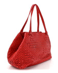 Nappa Intrecciato Ruffle Tote Red