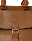 Mega Check Grained Calfskin Medium Harcourt Satchel Saddle Brown
