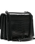 Calfskin Crocodile Embossed Medium Monochrome Monogram Sunset Black
