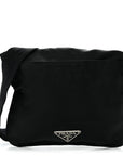 Nylon Mini Flat Messenger Bag Black