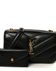 Lambskin Chevron Quilted Mini Loulou Black
