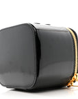 Patent Calfskin Triomphe Mini Vanity Case Black