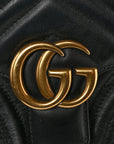 Calfskin Matelasse Mini GG Marmont Shoulder Bag Black
