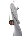 GG Supreme Monogram Web Mini Ophidia Round Shoulder Bag Brown