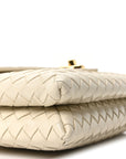 Nappa Intrecciato Knot Lock Top Handle Crossbody Bag Sea Salt
