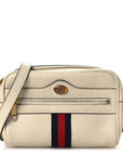 Textured Dollar Calfskin Web Mini Ophidia Shoulder Bag Mystic White