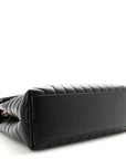 Calfskin Y Quilted Monogram Medium Loulou Chain Satchel Black