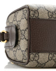 GG Supreme Monogram Textured Dollar Calfskin Web Super Mini Ophidia Top Handle Bowler Bag Beige Ebony New Acero