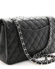 Caviar Quilted Medium Double Flap Black