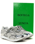 Calfskin Fishnet Fabric Orbit Sneakers 39 Silver