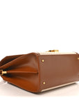 Canvas Calfskin Medium Classic Monogram Cassandra Top Handle Tan Natural