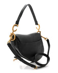 Grained Calfskin Saddle Bag With Strap Black