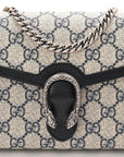 GG Supreme Monogram Textured Dollar Calfskin Mini Dionysus Chain Wallet Beige Blue