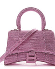 Strass Suede Hourglass Top Handle Bag XS Pink