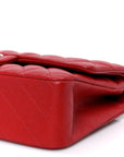 Caviar Quilted Medium Double Flap Red