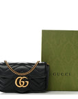 Calfskin Matelasse Super Mini GG Marmont Shoulder Bag Black