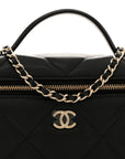 Caviar Quilted Top Handle Slim Vanity With Chain Black