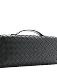 Nappa Intrecciato Long Andiamo Top Handle Clutch Black