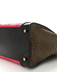 Snakeskin Smooth Calfskin Mini Tri-Color Luggage Fuchsia