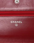 Lambskin Camellia Embossed Wallet on Chain WOC Red
