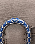 Dollar Calfskin Enamel Small Dionysus Shoulder Bag Dusty Grey Electric Blue
