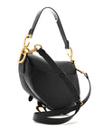 Grained Calfskin Saddle Bag With Strap Black